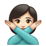 Whatsapp design of the woman gesturing NO: light skin tone emoji verson:2.23.2.72