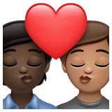 Whatsapp design of the kiss: person person dark skin tone medium skin tone emoji verson:2.23.2.72