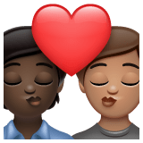 Whatsapp design of the kiss: person person dark skin tone medium skin tone emoji verson:2.23.2.72