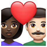 Whatsapp design of the couple with heart: woman man dark skin tone light skin tone emoji verson:2.23.2.72
