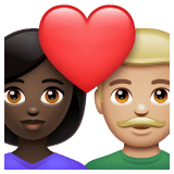 Whatsapp design of the couple with heart: woman man dark skin tone medium-light skin tone emoji verson:2.23.2.72