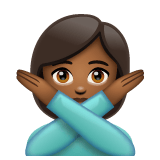 Whatsapp design of the woman gesturing NO: medium-dark skin tone emoji verson:2.23.2.72