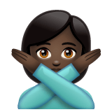 Whatsapp design of the woman gesturing NO: dark skin tone emoji verson:2.23.2.72