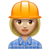 Whatsapp design of the woman construction worker: medium-light skin tone emoji verson:2.23.2.72