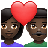 Whatsapp design of the couple with heart: woman man dark skin tone emoji verson:2.23.2.72