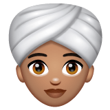 Whatsapp design of the woman wearing turban: medium skin tone emoji verson:2.23.2.72