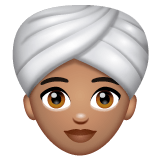 Whatsapp design of the woman wearing turban: medium skin tone emoji verson:2.23.2.72
