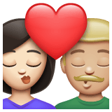 Whatsapp design of the kiss: woman man light skin tone medium-light skin tone emoji verson:2.23.2.72
