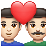Whatsapp design of the couple with heart: man man light skin tone emoji verson:2.23.2.72