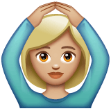 Whatsapp design of the person gesturing OK: medium-light skin tone emoji verson:2.23.2.72