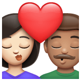 Whatsapp design of the kiss: woman man light skin tone medium skin tone emoji verson:2.23.2.72