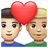 Whatsapp design of the couple with heart: man man light skin tone medium-light skin tone emoji verson:2.23.2.72