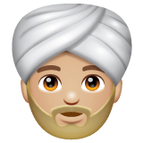 Whatsapp design of the person wearing turban: medium-light skin tone emoji verson:2.23.2.72