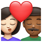 Whatsapp design of the kiss: woman man light skin tone medium-dark skin tone emoji verson:2.23.2.72