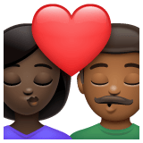 Whatsapp design of the kiss: woman man dark skin tone medium-dark skin tone emoji verson:2.23.2.72