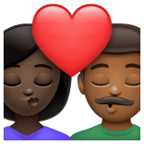Whatsapp design of the kiss: woman man dark skin tone medium-dark skin tone emoji verson:2.23.2.72
