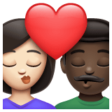 Whatsapp design of the kiss: woman man light skin tone dark skin tone emoji verson:2.23.2.72