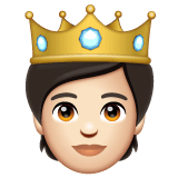 Whatsapp design of the person with crown: light skin tone emoji verson:2.23.2.72