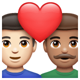 Whatsapp design of the couple with heart: man man light skin tone medium skin tone emoji verson:2.23.2.72