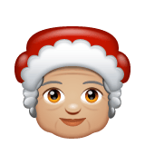 Whatsapp design of the Mrs. Claus: medium-light skin tone emoji verson:2.23.2.72