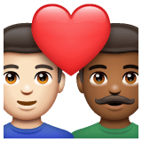 Whatsapp design of the couple with heart: man man light skin tone medium-dark skin tone emoji verson:2.23.2.72