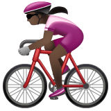 Whatsapp design of the woman biking: dark skin tone emoji verson:2.23.2.72