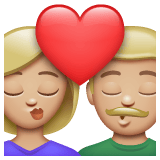 Whatsapp design of the kiss: woman man medium-light skin tone emoji verson:2.23.2.72