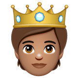 Whatsapp design of the person with crown: medium skin tone emoji verson:2.23.2.72