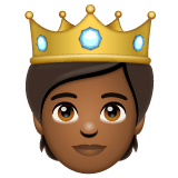 Whatsapp design of the person with crown: medium-dark skin tone emoji verson:2.23.2.72