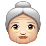 Whatsapp design of the old woman: light skin tone emoji verson:2.23.2.72