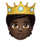 Whatsapp design of the person with crown: dark skin tone emoji verson:2.23.2.72