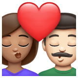 Whatsapp design of the kiss: woman man medium skin tone light skin tone emoji verson:2.23.2.72