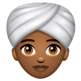 Whatsapp design of the woman wearing turban: medium-dark skin tone emoji verson:2.23.2.72
