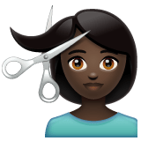 Whatsapp design of the person getting haircut: dark skin tone emoji verson:2.23.2.72