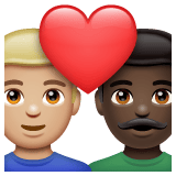 Whatsapp design of the couple with heart: man man medium-light skin tone dark skin tone emoji verson:2.23.2.72