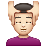 Whatsapp design of the man getting massage: light skin tone emoji verson:2.23.2.72