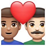 Whatsapp design of the couple with heart: man man medium skin tone light skin tone emoji verson:2.23.2.72
