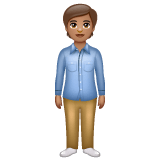 Whatsapp design of the person standing: medium skin tone emoji verson:2.23.2.72