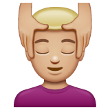 Whatsapp design of the man getting massage: medium-light skin tone emoji verson:2.23.2.72