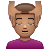 Whatsapp design of the man getting massage: medium skin tone emoji verson:2.23.2.72