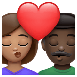 Whatsapp design of the kiss: woman man medium skin tone dark skin tone emoji verson:2.23.2.72