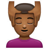 Whatsapp design of the man getting massage: medium-dark skin tone emoji verson:2.23.2.72