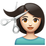 Whatsapp design of the woman getting haircut: light skin tone emoji verson:2.23.2.72