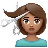 Whatsapp Whatsapp design of the woman getting haircut: medium skin tone emoji verson:2.23.2.72
