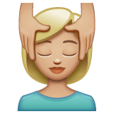 Whatsapp design of the woman getting massage: medium-light skin tone emoji verson:2.23.2.72