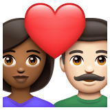 Whatsapp design of the couple with heart: woman man medium-dark skin tone light skin tone emoji verson:2.23.2.72