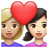 Whatsapp design of the couple with heart: woman woman medium-light skin tone light skin tone emoji verson:2.23.2.72
