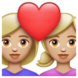 Whatsapp design of the couple with heart: woman woman medium-light skin tone emoji verson:2.23.2.72