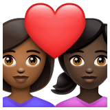 Whatsapp design of the couple with heart: woman woman medium-dark skin tone dark skin tone emoji verson:2.23.2.72