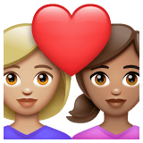 Whatsapp design of the couple with heart: woman woman medium-light skin tone medium skin tone emoji verson:2.23.2.72